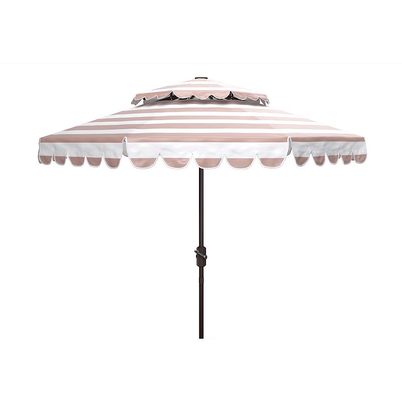 Safavieh Vienna 9-ft. Rnd Double Top Crank Umbrella, Beige White