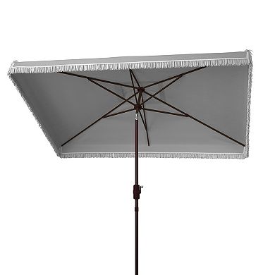 Safavieh Milan Fringe 10-ft. Rect Crank Umbrella