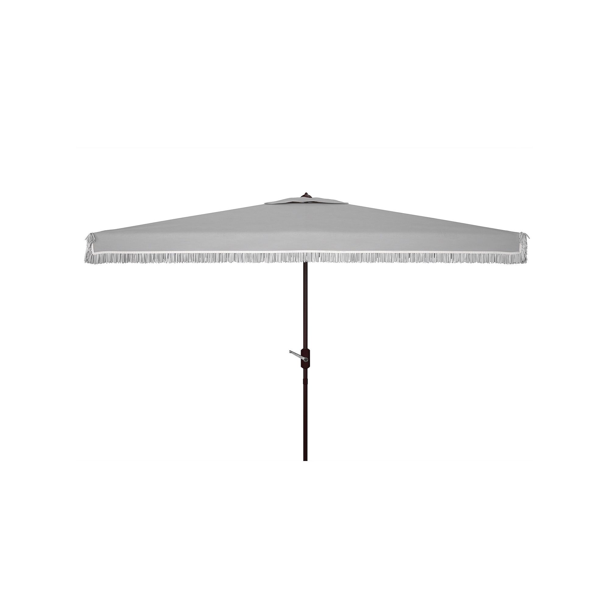Safavieh Milan Fringe 10-ft. Rect Crank Umbrella, Gray