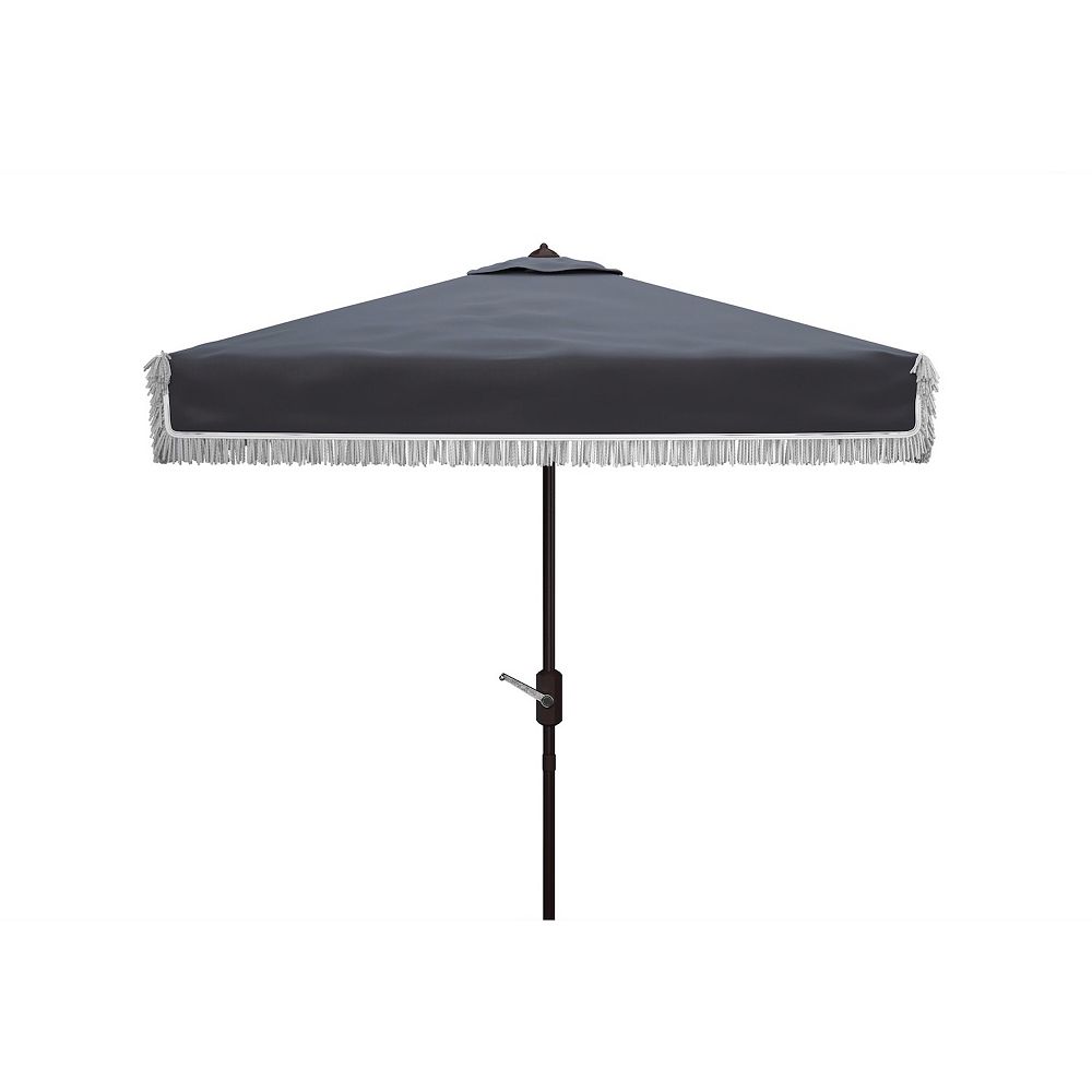 black patio umbrella with fringe Diana Beach Parasol With its scalloped edge and bullion fringe this umbrella is perfect for cocktails on the patio or around the pool JONATHAN Y Mariner 6.5 ft.
