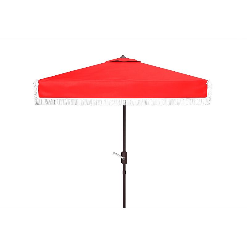Safavieh Milan Fringe 7.5 Ft. Square Outdoor Umbrella, Red