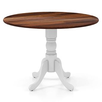 Round Dining Table for 4 with Solid Wood Legs and Adjustable Foot Pads