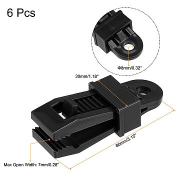 7mm Snap Tighten Sliding Lock Grip Awning Clamp Tarp Clips 6 Pack