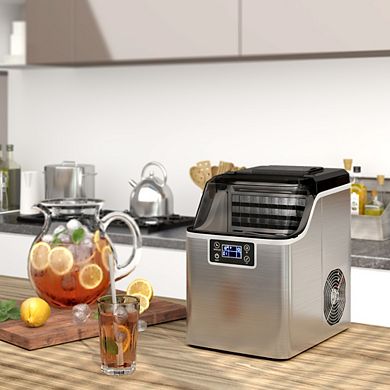 Electric Countertop Ice Maker With Ice Scoop And Basket-sliver