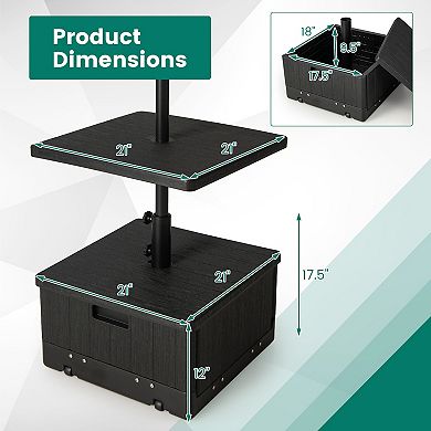 175 Lbs Outdoor Fillable Umbrella Base With Table Tray