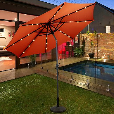 Patio Solar Umbrella With Crank And Led Lights
