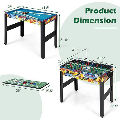 12-in-1 Combo Game Table Set With Foosball Air Hockey Pool Chess And Ping Pong