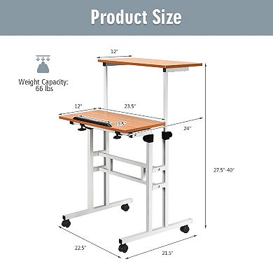 2 In 1 Height Adjustable Sit Standing Computer Desk