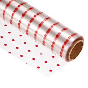 98ft X 16 in Wrap Wrapper Wrapping Paper 2.5 Mil Thick Red Polka Dots, 1 Roll