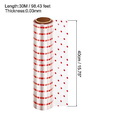 98ft X 16in Wrap Wrapper Wrapping Paper 2.5 Mil Thick Red Polka Dots, 1 Roll