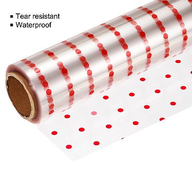 98ft X 16in Wrap Wrapper Wrapping Paper 2.5 Mil Thick Red Polka Dots, 1 Roll