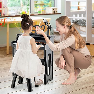 37 Keys Music Piano With Microphone Kids Piano Keyboard With Detachable Music Stand