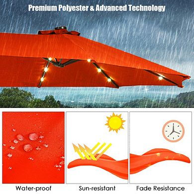 15 Ft Solar Led Patio Double-sided Umbrella Market Umbrella With Weight Base
