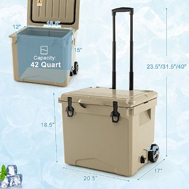 42 Quart Hard Cooler With Wheels And Handle