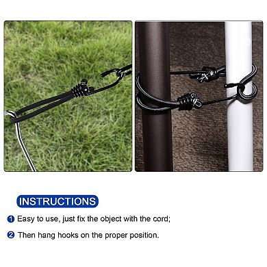 8 Inch Buckle Canopy Fix Elastic Rope With Hooks 6 Pack