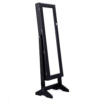 Freestanding Jewelry Cabinet with Full Length Mirror Jewelry Armoire with Storage Compartments