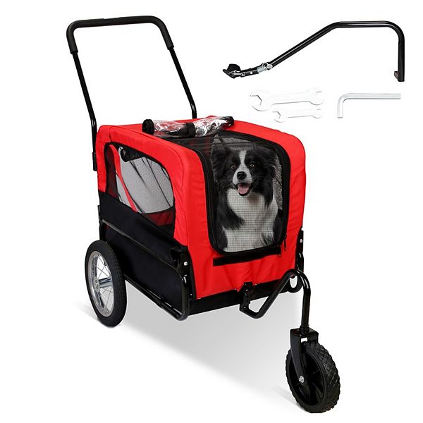 2in1 Pet Bike Trailer And Stroller With With Canopy Bicycle Carrier