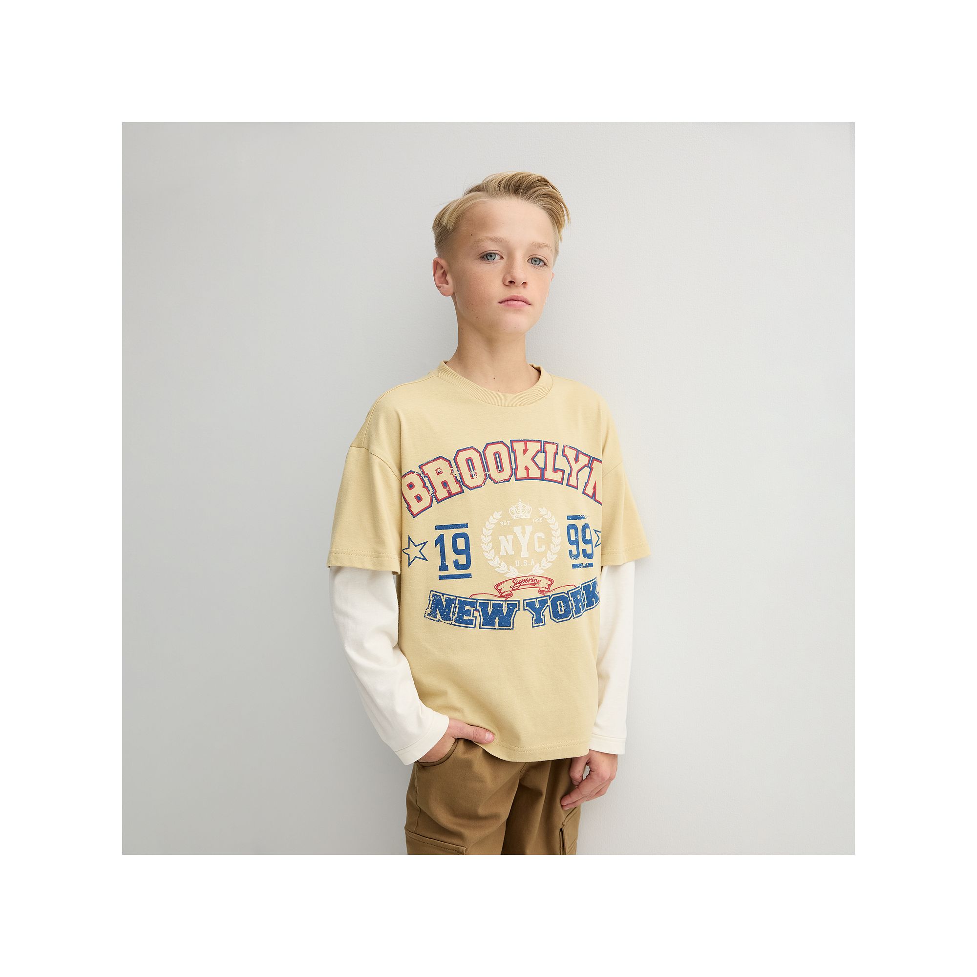 Boys 8-20 Hollywood Long Sleeve Twofer New York Graphic Tee, Boys, Size: S