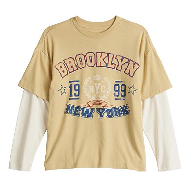 Boys 8-20 Hollywood Long Sleeve Twofer New York Graphic Tee