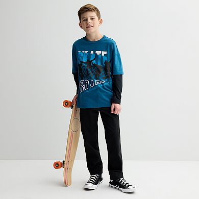 Boys 8-20 Hollywood Long Sleeve Twofer Skateboard Graphic Tee