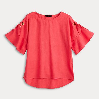 Women's Ellen Tracy Linen Flutter Sleeve Top