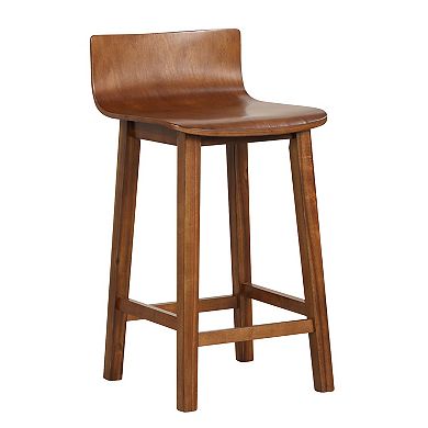 Wood Bar Stools Set Of 2 With Solid Back And Seat
