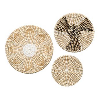 Baskets For Wall Decor, Bohemian Wall Basket Decor Set, Straw Hanging Decor, 3 pc