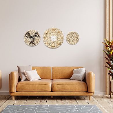 Baskets For Wall Decor, Bohemian Wall Basket Decor Set, Straw Hanging Decor, 3pcs