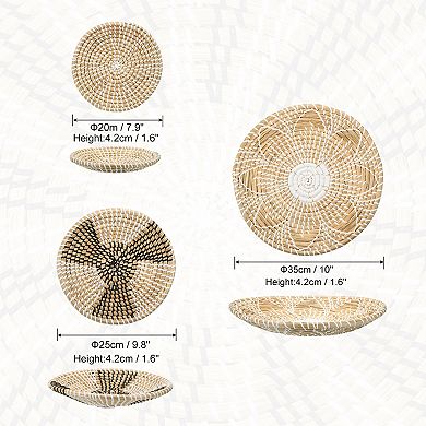 Baskets For Wall Decor, Bohemian Wall Basket Decor Set, Straw Hanging Decor, 3pcs