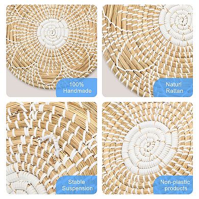Baskets For Wall Decor, Bohemian Wall Basket Decor Set, Straw Hanging Decor, 3pcs