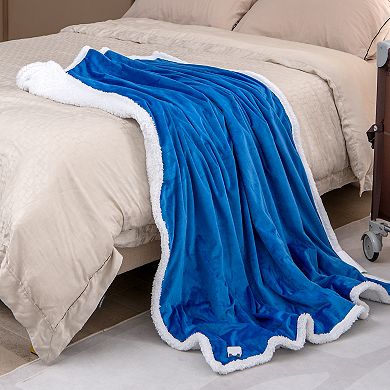 Heated Electric Blanket Throw With 10 Heat Levels- Blue