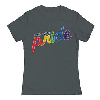 Junior's Live with Pride - Rainbow Edition Pride Graphic Tee