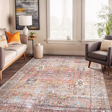 World Rug Gallery Transitional Distressed Non Slip Area Rug