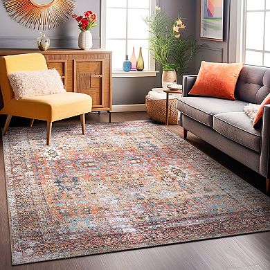 World Rug Gallery Transitional Distressed Non Slip Area Rug