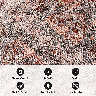 World Rug Gallery Vintage Inspired Distressed Area Rug