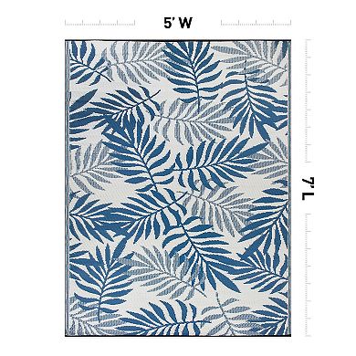 World Rug Gallery Palm Leaves Reversible Outdoor Rug