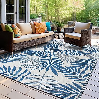 World Rug Gallery Palm Leaves Reversible Outdoor Rug