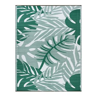 World Rug Gallery Tropical Leaf Reversible Recycled Plastic Area Rug