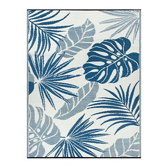 World Rug Gallery Tropical Floral Leaf Reversible Recycled Plastic Area Rug