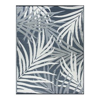 World Rug Gallery Toprical Leaves Coastal Reversible Recycled Plastic Area Rug