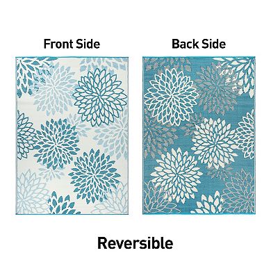 World Rug Gallery Modern Floral Aloha Reversible Recycled Plastic Area Rug