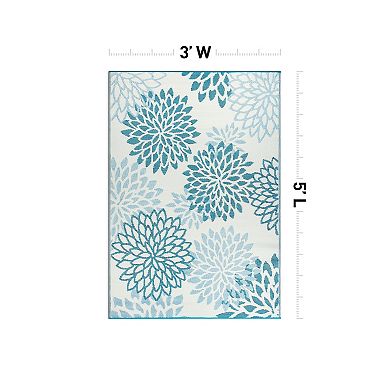 World Rug Gallery Modern Floral Aloha Reversible Recycled Plastic Area Rug