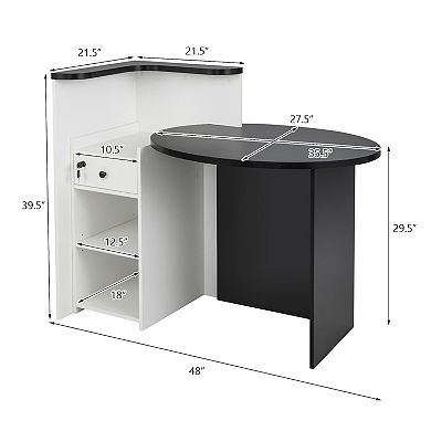 Front Reception Office Desk With Open Shelf And Lockable Drawer