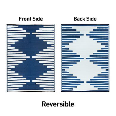 World Rug Gallery Bohemian Stripe Diamond Reversible Outdoor Rug