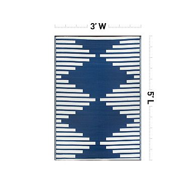 World Rug Gallery Bohemian Stripe Diamond Reversible Outdoor Rug
