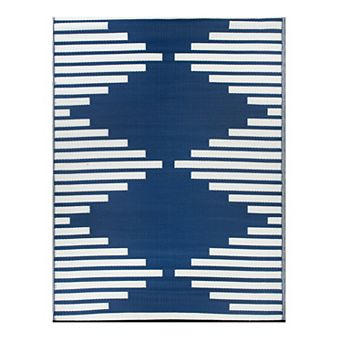 World Rug Gallery Bohemian Stripe Diamond Reversible Outdoor Rug