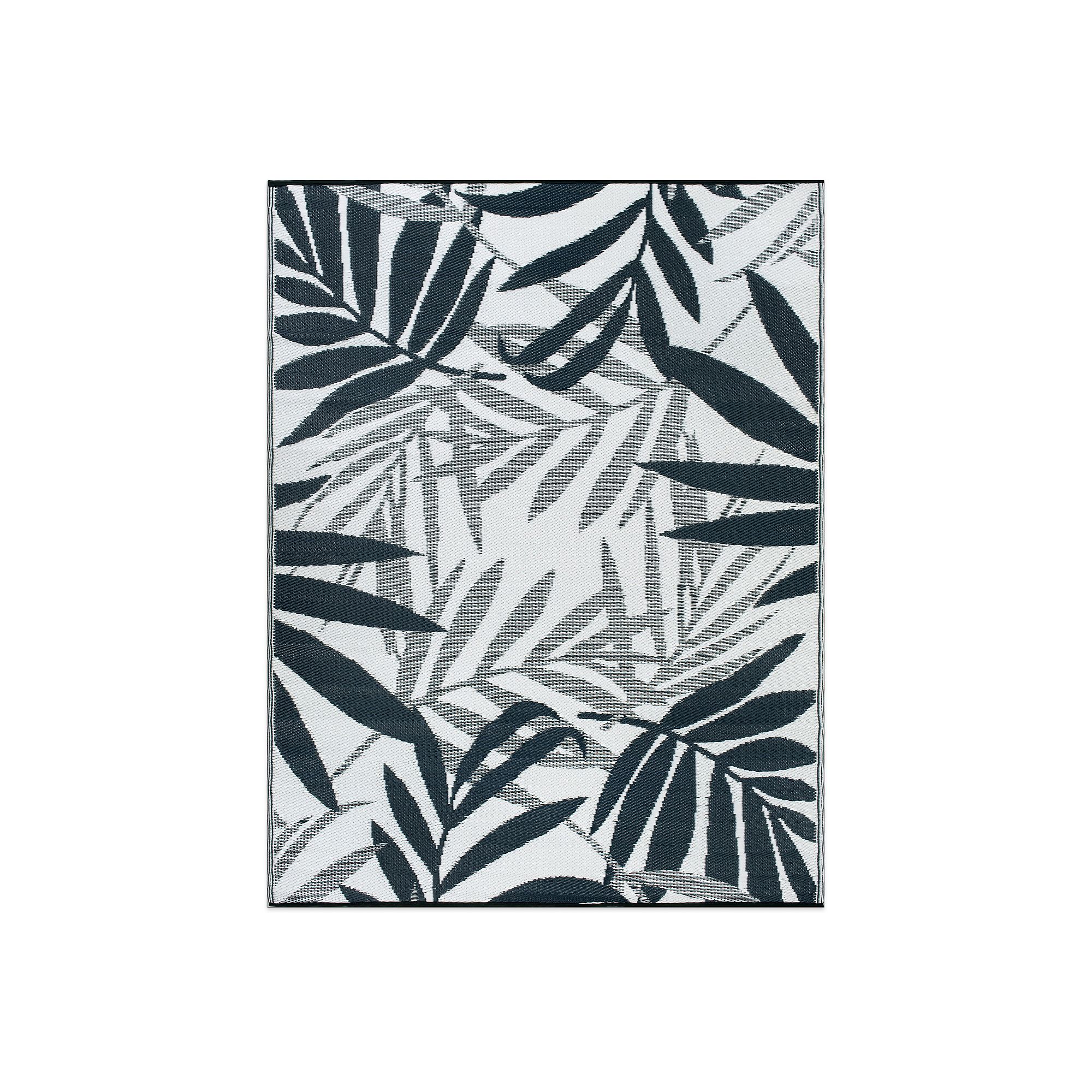 World Rug Gallery Contemporary Floral Leaves Reversible Outdoor Rugs, Blue
