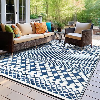 World Rug Gallery Contemporary Bohemian Geometric Reversible Outdoor Rugs