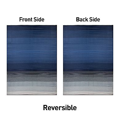 World Rug Gallery Contemporary Stripe Shade Geometric Reversible Outdoor Rugs