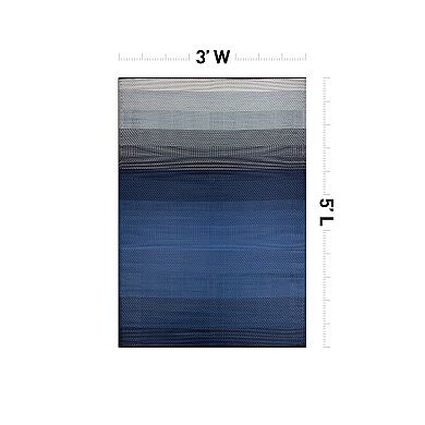 World Rug Gallery Contemporary Stripe Shade Geometric Reversible Outdoor Rugs